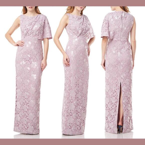 NWT JS Collection Arabella Sequin Lace Gown Women's Amythest Size 2 - Picture 1 of 8